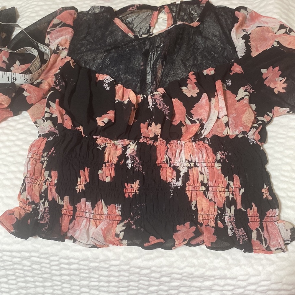 NWT- Free People Pink and black Colorful flowers add a touch of everyday romance - Picture 9 of 10